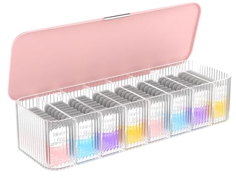 MoKo Custodia Cosmetica per Lenti a Contatto con Scomparto, Scatola Contenitore per Lenti a Contatto Giornaliere Usa e Getta Durevole per Tutte le Marche, Trasparente + Rosa