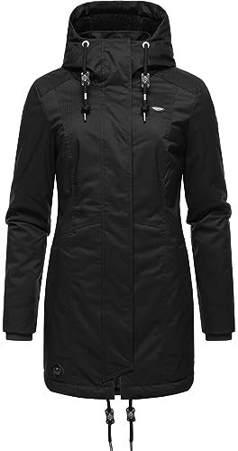 Ragwear Damen Mantel Lange warme Winterjacke mit Kapuze Tunned YOUMODO Black23 Gr. XXL