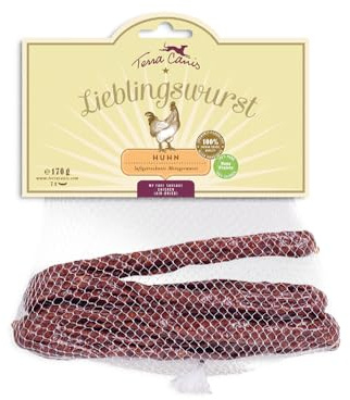 Terra Canis Huhn, Lieblingswurst luftgetrocknet Hundesnack, 170g | 100% Lebensmittelqualität aller Rohstoffe, luftgetrocknete Wurst vom Metzger, hoher Fleischanteil, getreide- und glutenfrei
