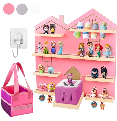 Givilio Grande étagère Tonie – Présentez et rangez tous les personnages et accessoires Tonie, support mural magnétique (rose)