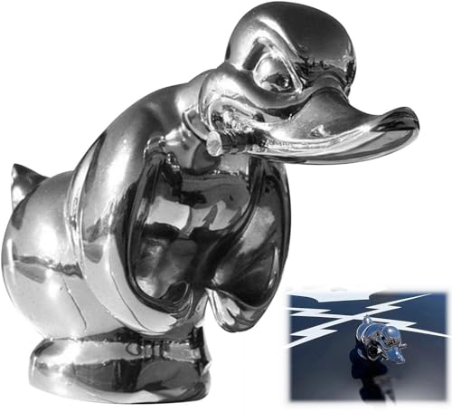 Angry Rubber Duck Hood Ornament, 3D Funny Auto Motorhaube Decoration, Bose Rubber Ente Kühlerfigur für Autodekoration, Bar, Pub, Club, Wanddekoration (Silber)