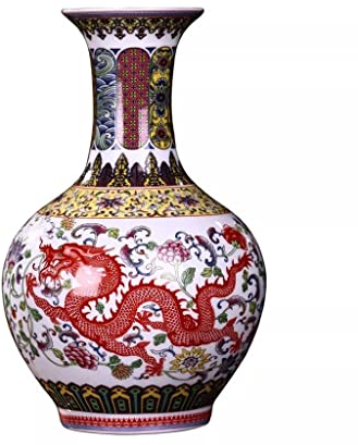 Wohlstand durch den Drachen und den Phönix Vase Jingdezhen Keramik kleine Vase Dekoration Pastell Porzellan Vase