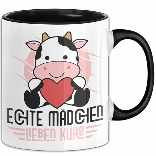 Kuh Geschenk Tasse Mädchen Echte Mädchen Lieben Kühe (Schwarz)