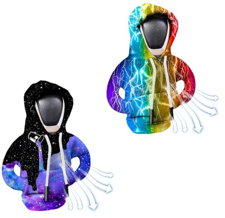 WUSANNA 2 Stück Schaltknauf Hoodie, Lightning Modell Hoodie Schaltknauf Sternenhimmel Modell Schalthebel Hoodie Lustige Hoodie Schalthebeldekoration, Schalthebel Autoknaufabdeckung für Autodekoration