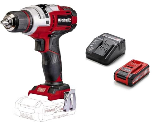 Einhell Akku-Bohrschrauber TE-CD 18 Li E Power X-Change (2-Gang-Getriebe, 9 Stufen mit elektronischer Drehmomentvoreinstellung, Schnellspannbohrfutter, inkl. 3,0 Ah PLUS Akku & Ladegerät)
