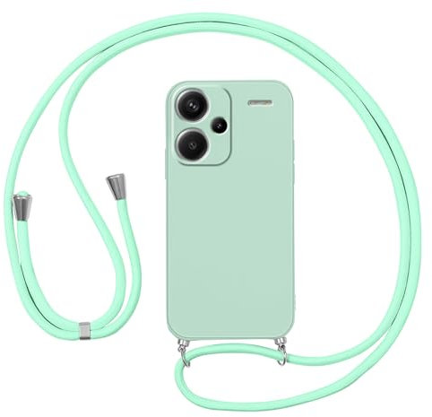 Vauki Coque pour Xiaomi Redmi Note 13 Pro+ 5G avec Cordon de Collier, Souple Silicone Etui avec Bandouliere, Tour de Cou Lanière en Corde - Housse avec Réglable Chaine pour Redmi Note 13 Pro+ 5G, Vert