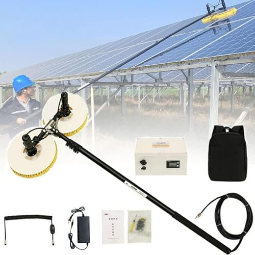 DPQYJPP Brosse Nettoyage Panneaux solaires, Robot Nettoyage Panneaux photovoltaïques, Outil Brosse Eau Toit pour équipement pulvérisation d'eau, Brosse Solaire télescopique, Nettoyage Verre,5.5m