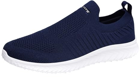 Scarpe da ginnastica da uomo e donna, traspiranti, sportive, casual, leggere, per camminata e corsa, stivali larghi, Blu scuro, 44 EU