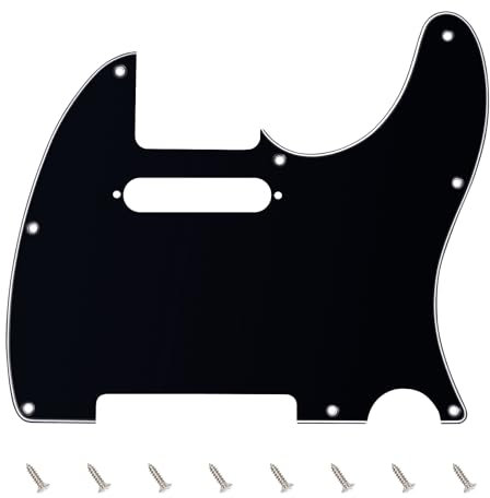 Banworks 3 Ply Tele Pickguard 8-Hole Electric Guitar Pickguard Scratch Plate for USA/Mexican Modern Style Standard Tele Telecaster JT/HB-03 Glossy Black