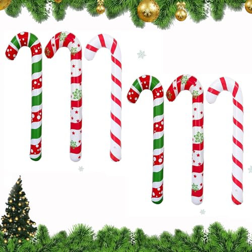 6 Piezas de Colgantes de Bastón de Caramelo Bastones de Navidad Hinchables Caramelo de Navidad Decoración de Árbol Colgantes de Bastón de Caramelo Bastones Hinchables