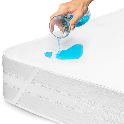 Flowen Protège Matelas 140x200 cm Alèse Impermeable en Coton Housse Matelas Protection Lit Adulte et Bebe Drap pour Incontinence Anti-Acarien Couvre-Matelas Pipi Lavable en Machine avec 4 Élastiques