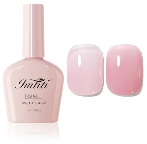Imtiti Smalto gel francese, smalto gel trasparente rosa chiaro traslucido UV/LED per manicure e pedicure fai da te (10ML-976)