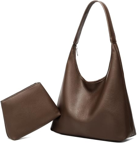 HAIWILL Handtasche Damen Tote Bag Groß Shopper Tasche Damen Reißverschluss Umhängetasche Leder Hobo Bag Schultertasche 2-teiliges Set für Arbeit, Schule, Einkauf (Kaffee)