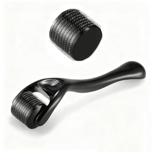 Microneedling Roller mit 540 Titanium zur Anti-Faltenfür Gesicht und Körper, Dehnungsstreifen, Haarverlust, Narben, Hyper-Pigmentierung Micro zur Haut- und Haarpflege Für Mann & Frau (Schwarz)