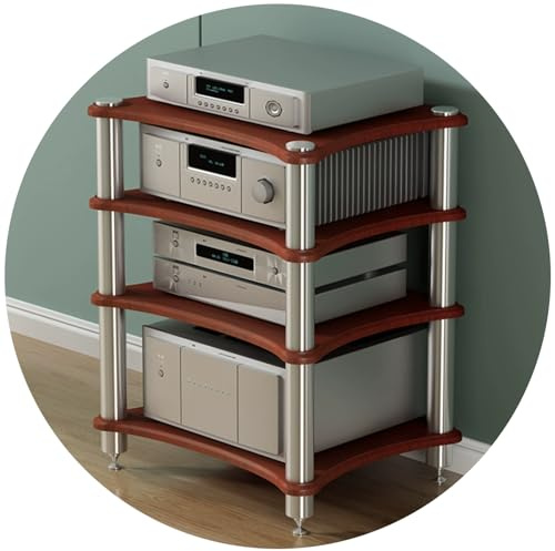 4Tier HiFi Audio Rack StandBrown 60x48x85cmPerfect for Amplifiers CD Players AV Receivers Speakers Turntables & Media Devices in Home Theater