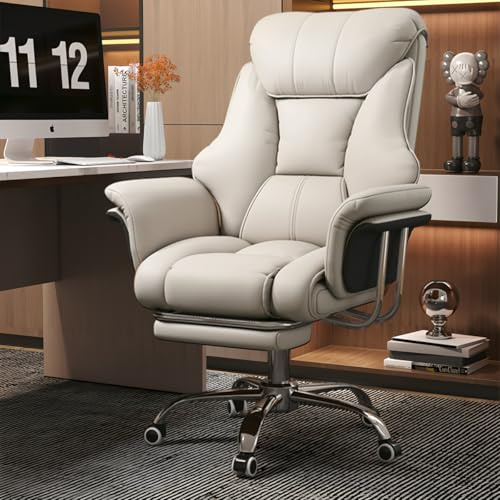 HDHNBA Großer und hoher Bürostuhl 250 kg Extrabreiter Leder-Chefsessel mit ausziehbarer Fußstütze Hochbelastbarer ergonomischer Stuhl Höhenverstellbarer Computerstuhl