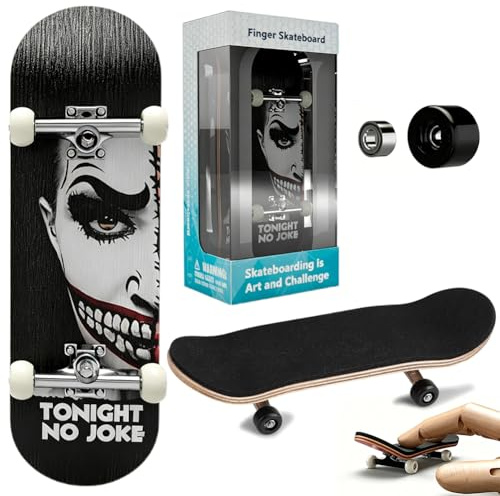 Skate de Dedos, Fingerboard de Madera, Capas Arce Finger Skate Profesional, para Aficionados al Skateboarding, Regalos de Cumpleaños Adolescentes, Apto para mayores de 14 años (Payaso (Negro))