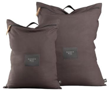 Hayden Hill Luxuriöse Wäschebeutel Bio-Baumwolle, Reise & Zuhause, 2er-Pack | Mit Reißverschluss, Atmungsaktive Bio-Baumwolle, Kleine Innentasche für Feinwäsche, Passt in den Koffer, Für Reise & Zuhause