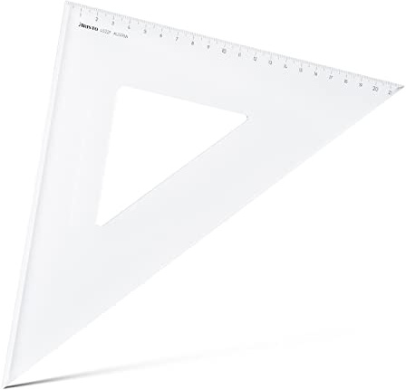 Aristo AR4522F Dreieck 45° mit Facette (Kathete 220mm, Hypotenuse 311mm, abriebfeste Tiefprägung der Teilung, Plexiglas) transparent