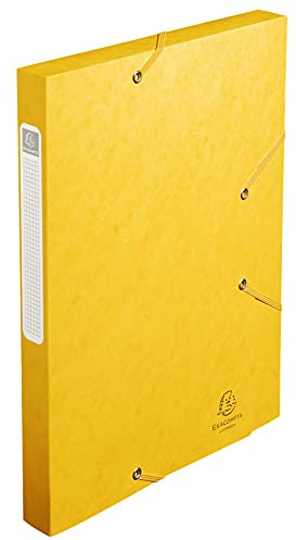 Exacompta 18506H 25er Pack Premium Sammelboxen mit Gummizug 25 mm breit aus extra starkem Colorspan-Karton mit Rückenschild für DIN A4 Archivbox Heftbox Dokumentenbox Zeichenbox Sammelmappe gelb
