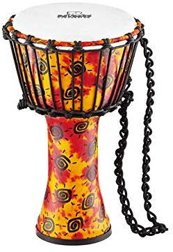 Nino Percussion Rope Tuned Djembe - Großes Musikinstrument für Kinder ab 4 Jahren - Mit Ziegenfell - Kunststoff, Mehrfarbig (NINO-PDJ1-S-G)