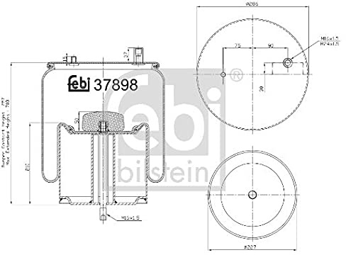 febi bilstein 37898 Air Spring with steel piston, pack of one