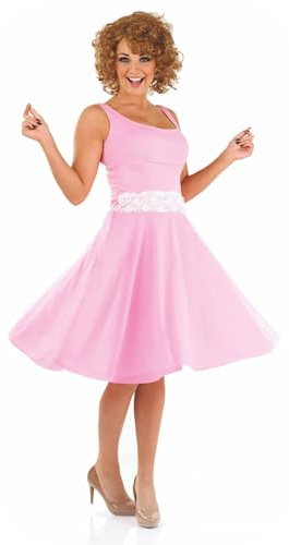 Fun Shack 80er Jahre Kleid Damen, Retro Halloween Kostüm Damen | Rosa Retro-Kleid, Schwungvoller 80er-Schnitt, Zum Überziehen, Perfekt für Halloween, Ideal zum Verkleiden