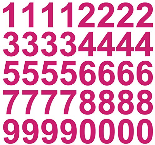 kleb-Drauf | 40 Zahlen, Höhe je 10 cm | Pink - matt | Wandtattoo Wandaufkleber Wandsticker Aufkleber Sticker | Wohnzimmer Schlafzimmer Kinderzimmer Küche Bad | Deko Wände Glas Fenster Tür Fliese