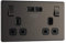 BG Electrical fbn22u3b Screwless Flat Plate Double Switched Fast Charging Power Socket with Two USB Charging Ports, 13 A, Black Nickel, 16.3 cm*18.0 cm*3.1 cm