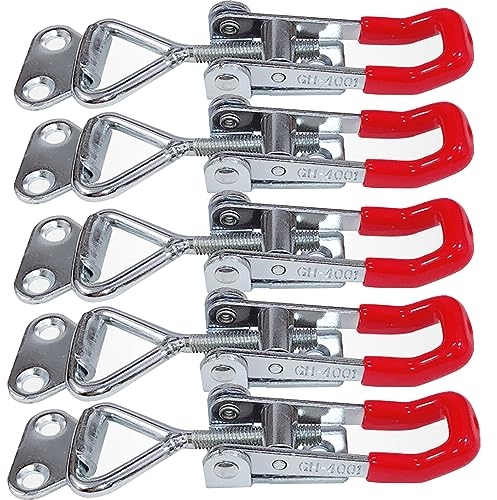 MINGZE 5pcs Toggle Clamp Latch 4001, Heavy Duty Hand Tool Quick Release Metal Holding Capacity Door Latch Type 150Kg