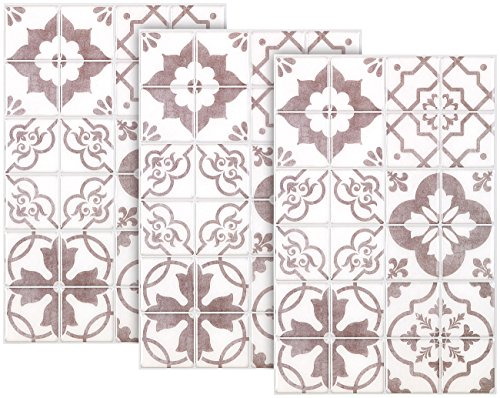 infactory Selbstklebende 3D-Bordüre-Fliesenaufkleber, 29,5 x 19,5 cm, 3er-Set