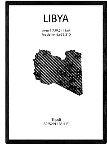 Nacnic Poster Libyen. Blätter von Ländern und Kontinenten. A4-Format