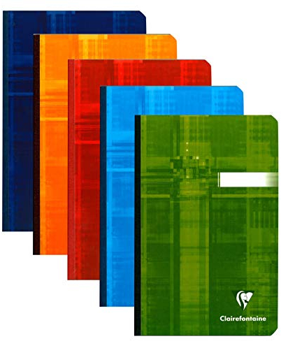 Clairefontaine 9606C - Packung mit 5 Kladden/Notizbücher 11x17cm mit Softcover, 96 Blatt liniert 90g, farbig sortiert, 1 Pack