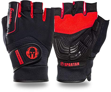 Franklin Sports Spartan Race Multi 1.0 OCR Glove Pair, Black/Red - Adult Medium