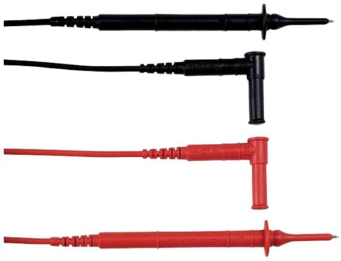 Chauvin Arnoux Jeu de 2 câbles de mesure avec fiche coudée de 4 mm + 2 pointes de test 4 mm - Rouge + noir