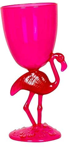 Boland 52542 Flamingo Drinking Glass Height 20 cm Capacity 40 cl Plastic Goblet Hen Party Drinking Cup Theme Party Birthday Carnival