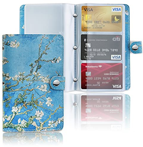 lizimandu Business Card Holder Book, Business Card Book Case PU Leather Organization Binder Name ID Card Holder for Men & Women, Up to 96 Cards Capacity(1-Peach Blossom)