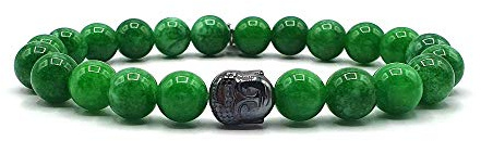 KARDINAL WEIST Buddha Jade Armband, Edelstein Perlen, Kraftstein Schmuck für Damen und Herren, Chakra - Glück - Gesundheit - Yin Yang