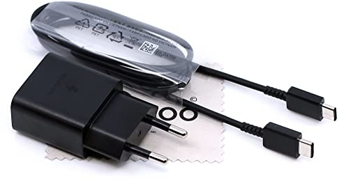 Ladegerät für Original Samsung EP-T1510 für Galaxy Note 20, Note 20 Ultra, Note 10, Note 10 Plus, Note 9, 8, 7 Fast Charge 15W 2A Schnell Daten Lade-Kabel Typ-C mit mungoo Displayputztuch
