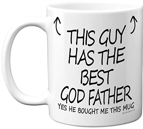Stuff4 Keramiktasse mit Aufschrift This Guy Has The Best God Father, 325 ml, spülmaschinenfest, für Sohn, Geburtstag, Weihnachten, Premium-Tasse, hergestellt in Großbritannien
