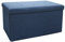 Large Ottoman Foldaway Storage Blanket Toy Box Bench Twill Linen with Buttons (Navy Blue, 76cm x 38cm)
