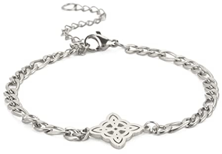 UNIFT Keltischer Knoten Armband für Frauen Edelstahl Mode Charme irischen keltischen Hexen Knoten Armband Wiccan Symbol Schmuck Geschenk (silber)