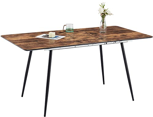 CLIPOP Esstisch ausziehbar,120-160 cm ausziehbarer Holztisch, Skandinavische Design Esszimmertische mit Metallgestell für Esszimmer, Küche