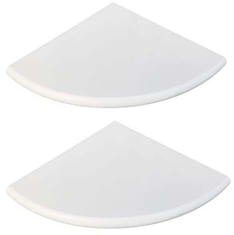 GEOONA 2 Pcs White Marble Corner Shower Shelf for Bathroom, 9'' x 9'' x 0.8'' Marble Corner Shelves for Bathroom Wall Mounted Both Side Polished