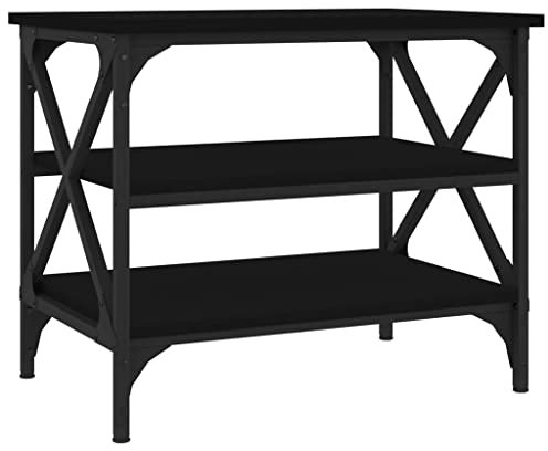 Beistelltisch mit 2 offene Fächer, stabiles Metallgestell Nachttisch Couchtisch Wohnzimmertisch Klein Sofatisch Kaffeetisch Telefontisch für Wohnzimmer Schlafzimmer, 55x38x45 cm