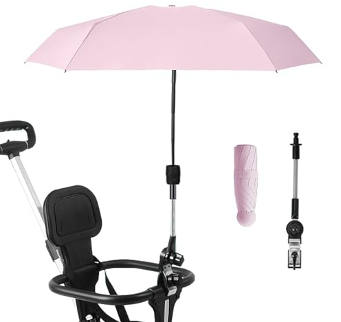 Nakazawa Verstellbarer Universal-Sonnenschutz für Kinderwagen, verstellbarer Lenkwinkel, kompakt und leicht, geeignet für alle Arten von Kinderwagen, rosa
