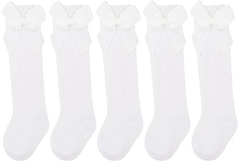 DRESHOW Calcetines de Vestir hasta la Rodilla con Lazo para Niños y Bebés - Infantiles de Algodón