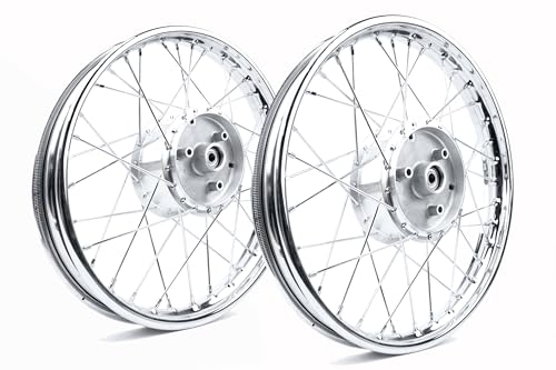2x Speichenrad 1,50x16 Zoll Stahlfelgen und Speichen verchromt mit Tuning-Radnabe, fertig montiert, Simson S50, S51, S70, S53, S83, KR51, SR4