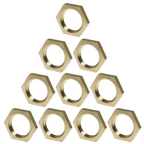 SQXBK 10 STÜCKE 1/4 '' Messing Hex Kontermuttern Rohr Fitting Dünne Muttern Hex Messing Buchse Kontermutter für Sanitär