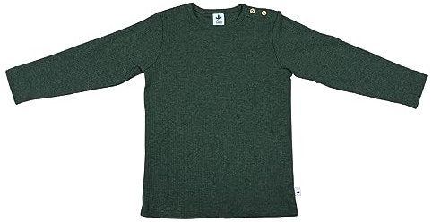 Baby Kinder Langarmshirt Unisex Bio-Baumwolle Rippjersey T-Shirt Shirt Jungen Mädchen (116, Tannennadel)